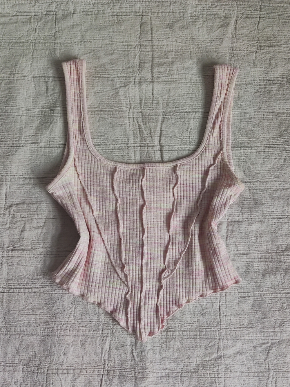 Ribbed Exposed Seam Corset Style Crop Top